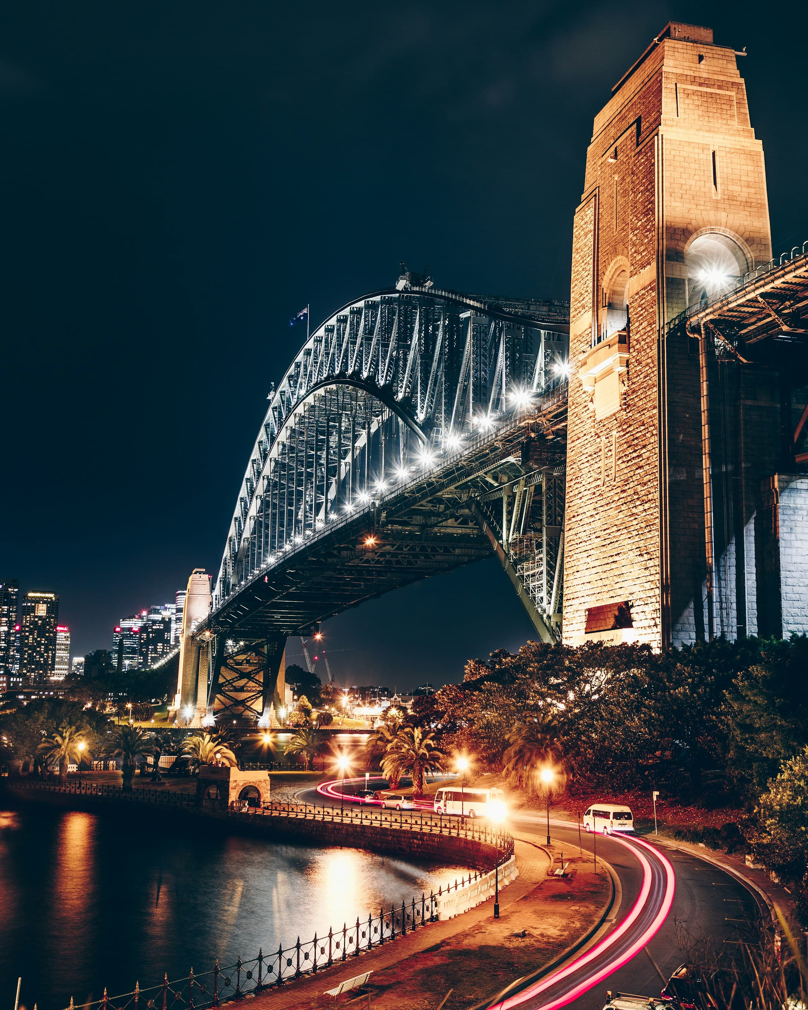 Under the Sydney Harbour Bridge at night